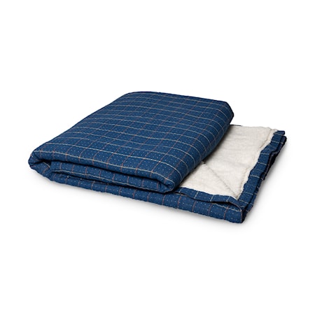 Rutig sherpa filt 130x170cm Blå