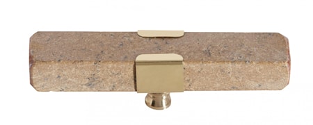 KNOB/HOOK beige marble rectangle, brass