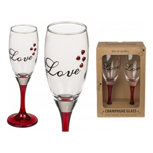 Champagneglas Love med Hjärtan - 2-pack