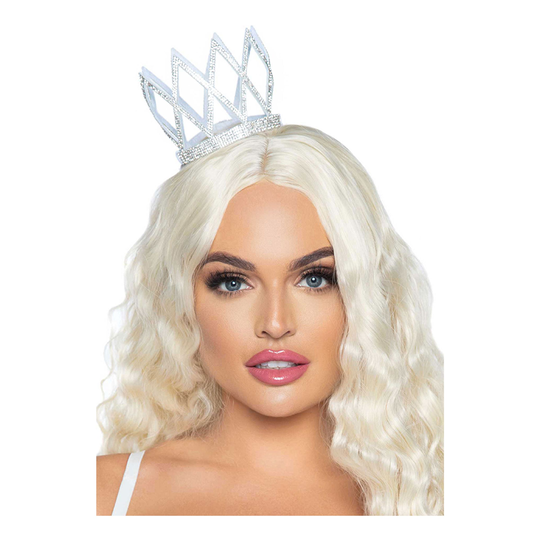 Drottningkrona med Strass Silver Deluxe