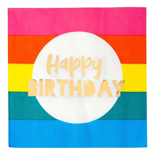 Servetter Rainbow Happy Birthday - 16-pack