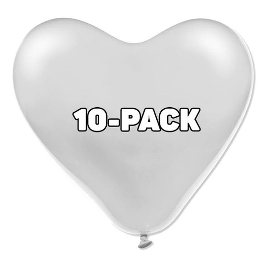 Jätteballonger Hjärtan Vita - 10-pack