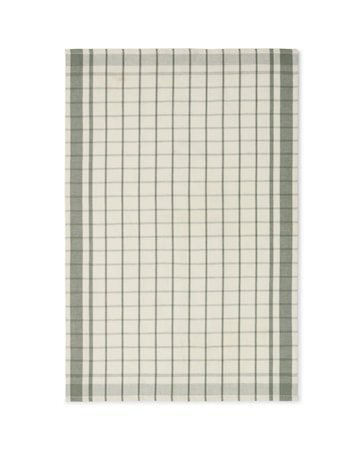 Checked Kökshandduk Bomull/Linne Vit/Grön