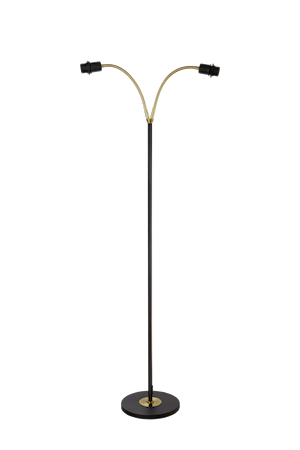 Ljusdal Golvlampa 2-Arm Svart/Matt Mässing IP20