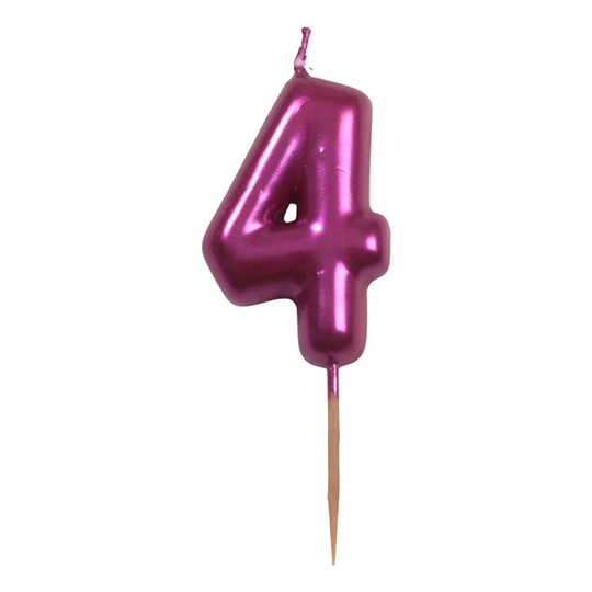 Tårtljus Siffra Rosa Metallic - Siffra 4