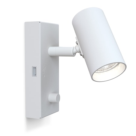 Tyson Vägglampa USB Vänster Led Mattvit