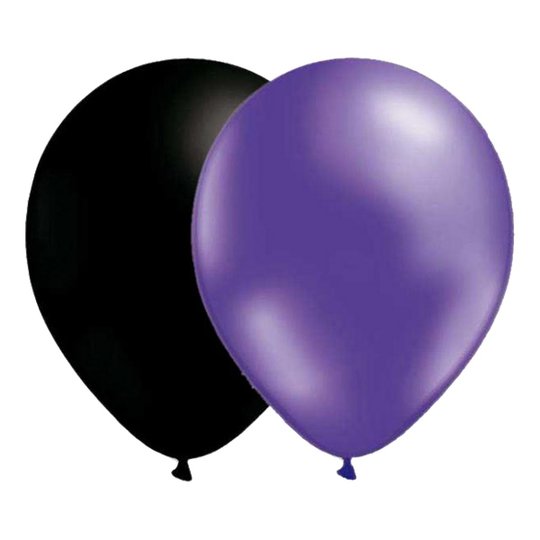 Ballongkombo Metallic Svart/Lila - 10-pack
