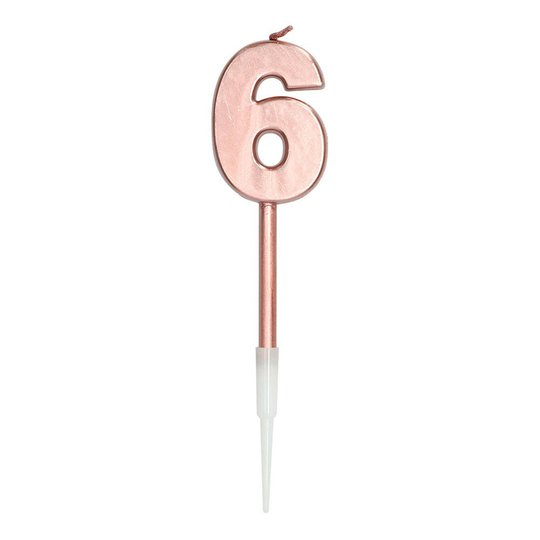 Tårtljus Roséguld Metallic - Siffra 6