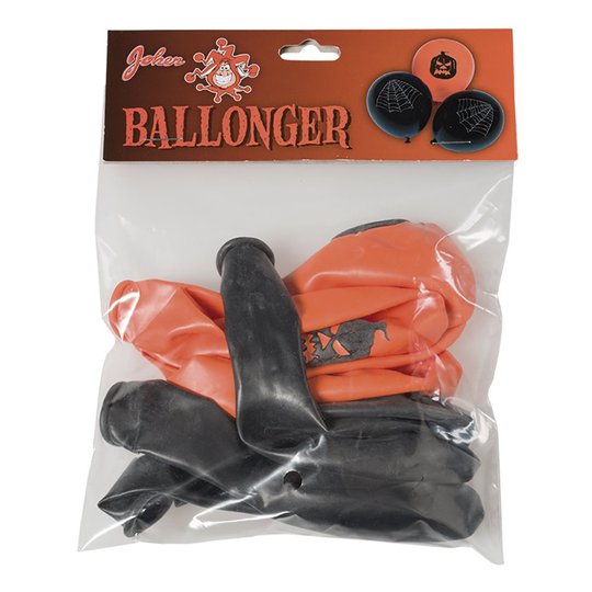 Ballonger Svart/Orange Halloween - 6-pack
