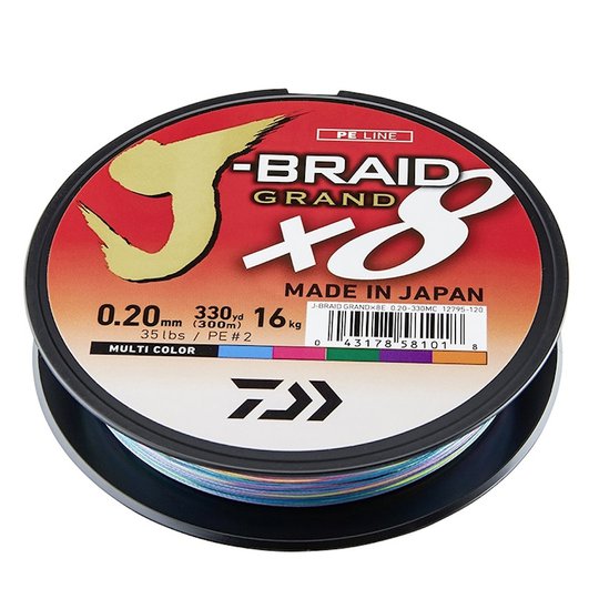 Daiwa J-Braid Grand X8 multicolor 300 m flätlina