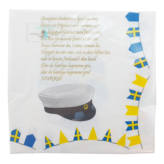Servetter Studentmössa & Sverigeflagga - 20-pack