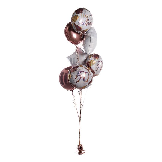 Ballongbukett Marble Birthday 50 Roséguld