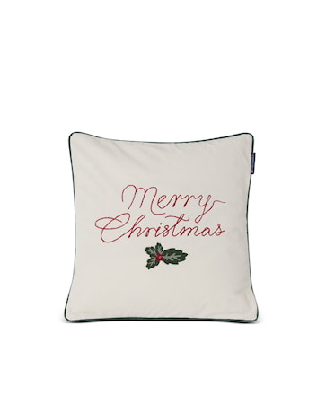 Merry Christmas Kuddfodral 50x50 Benvit/Röd