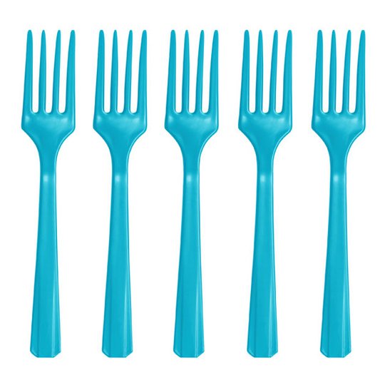 Plastgafflar Turkosa - 20-pack