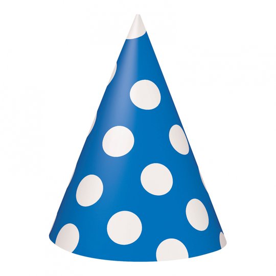 Partyhattar Blå Prickiga - 8-pack