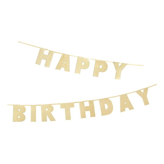 Girlang Happy Birthday Guld/Glitter