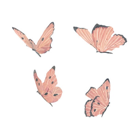 Väggdekoration Butterflies 4-pack Rose