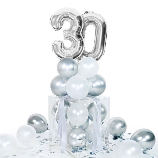 Ballongbox Siffror Silver 30