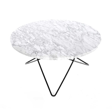 O Table Matt Vit Marmor med Svart Ram Ø80