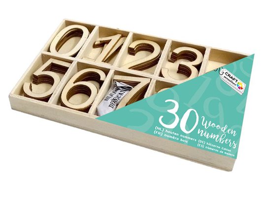 Dekorationssiffror i Trä - 30-pack