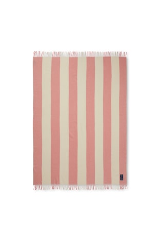 Block Striped Pläd Återvunnen ull Rosa