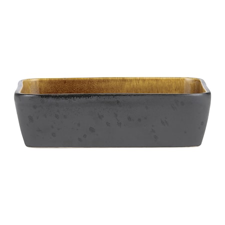 Fat rekt. 33x21cm svart/amber