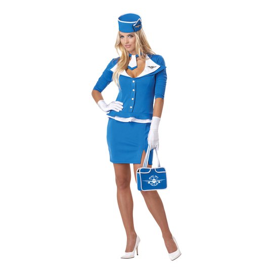 Flygvärdinna Retro Maskeraddräkt - Small