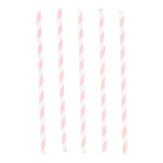 Papperssugrör Ljusrosa Randiga - 12-pack