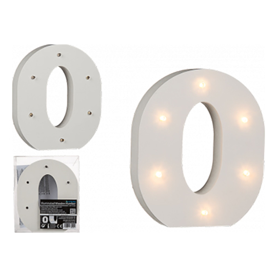 LED-Bokstav i Trä Vit - Bokstav O