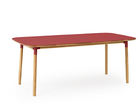 Form Bord Röd/Ek 95x200 cm