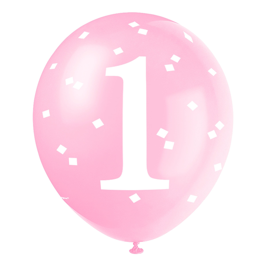 Ballong 1 År med Konfetti Rosa