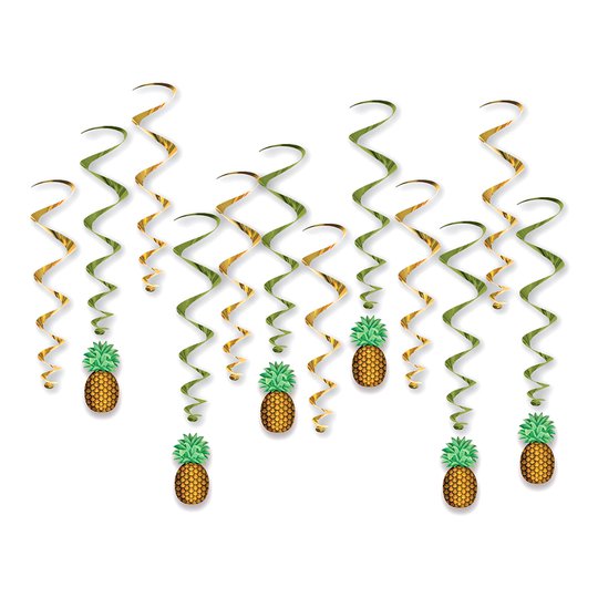 Swirls Ananas Hängande Dekoration - 12-pack