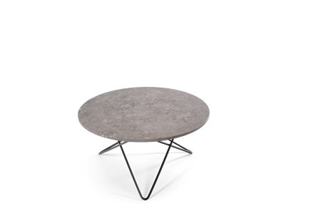 O Table Matbord Svart/Grå Marmor Ø80