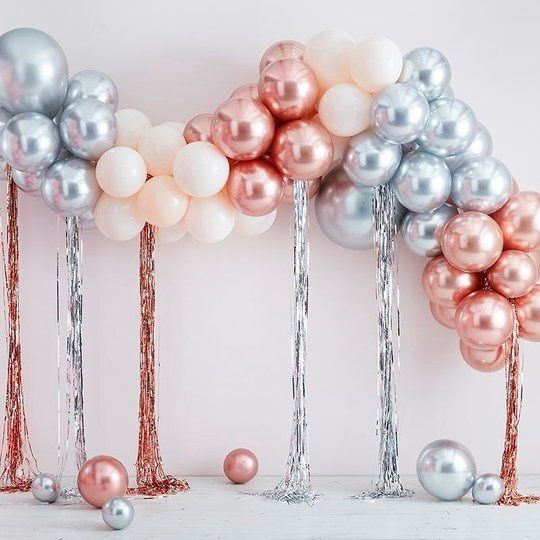 Ballongbåge Metallic Kit med Streamers