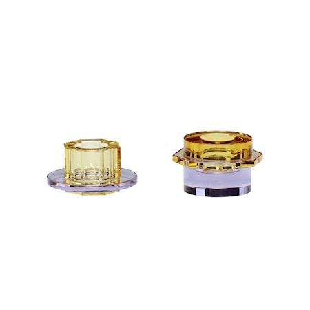 Ljusstake Glas Amber Lila 2 st