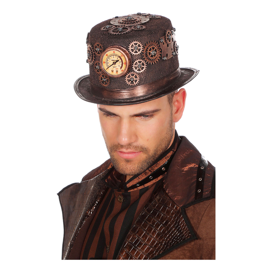 Hatt Steampunk med Mätare Brons Deluxe - One size