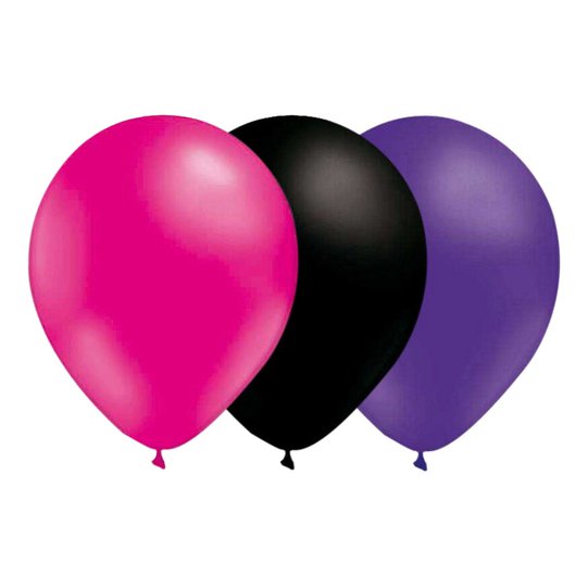 Ballongkombo Magenta/Svart/Lila - 15-pack