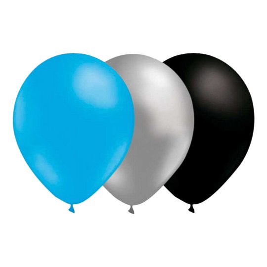 Ballongkombo Ljusblå/Silver/Svart - 15-pack