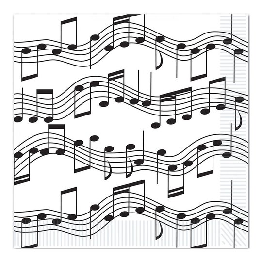 Servetter Musik Noter - 16-pack