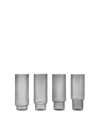 Ripple Long drink Glas Set om 4 Grå