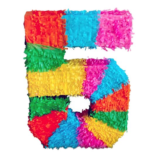 Sifferpinata Regnbågsfärgad - Siffra 5