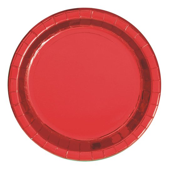 Papperstallrikar Röda Metallic - 8-pack