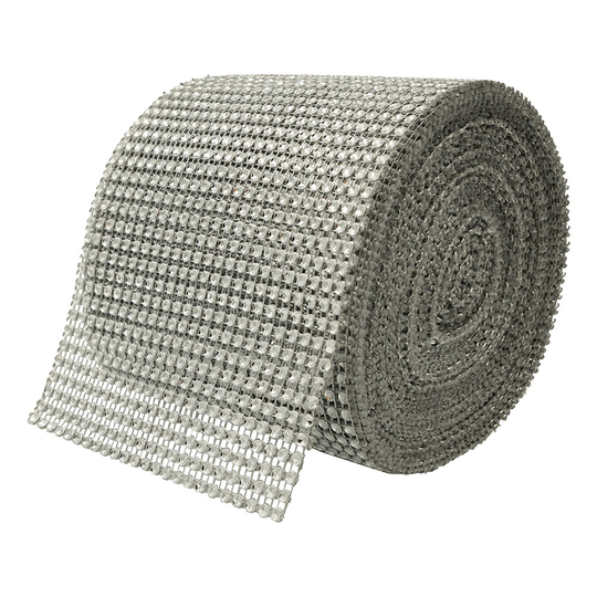 Strass Tyg på Rulle - Silver