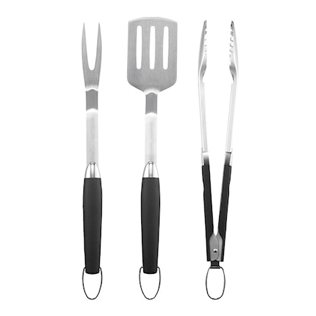 BBQ set 3st Tång 50,2 cm, stekspade 51,5cm, gaffel 52cm rostfritt stål