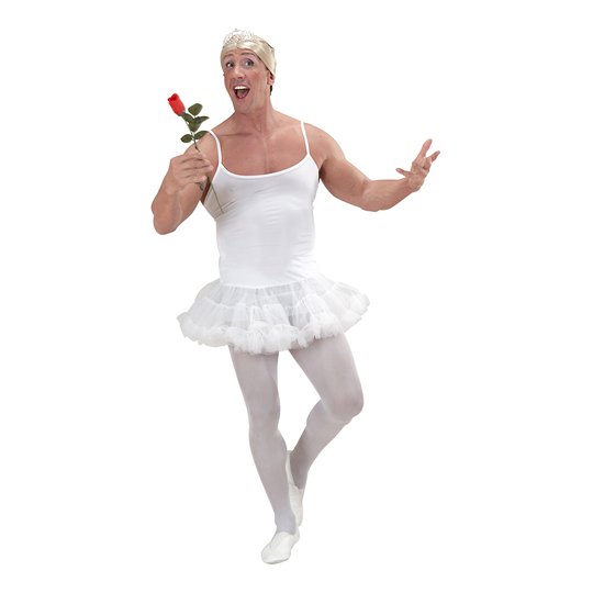 Manlig Ballerina Vit Maskeraddräkt - One size