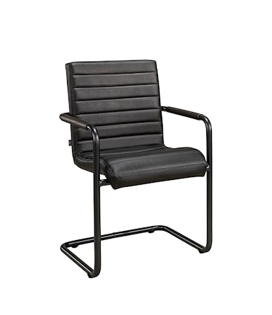 SABINA Armchair leather matt black taupe