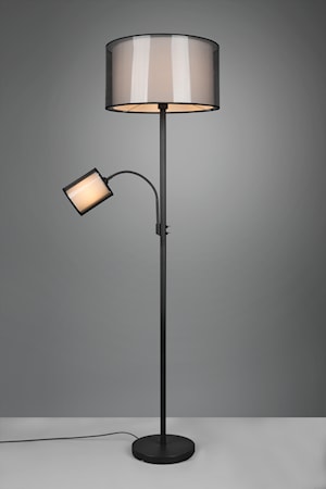 Burton Golvlampa m. läslampa E27+E14 Svart