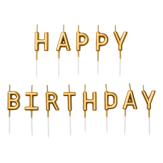 Tårtljus Happy Birthday Guld