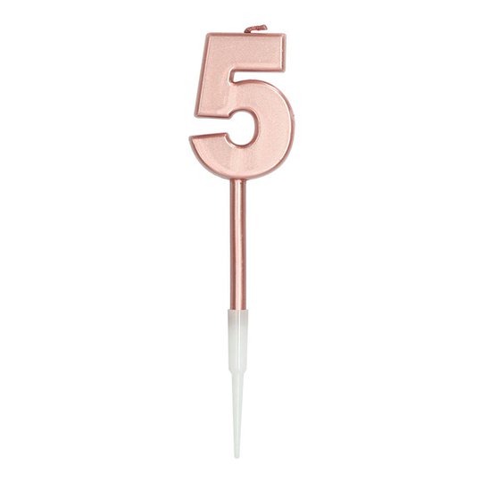 Tårtljus Roséguld Metallic - Siffra 5