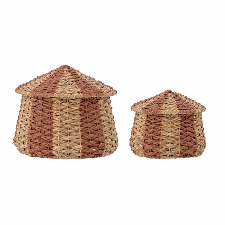 Ruddi Korg med lock Set om 2 Röd